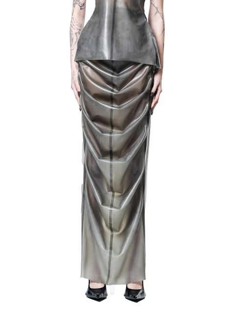 HARRI EXCLUSIVE Grey Draped Maxi Shrimp Skirt with textured fabric and stylish silhouette