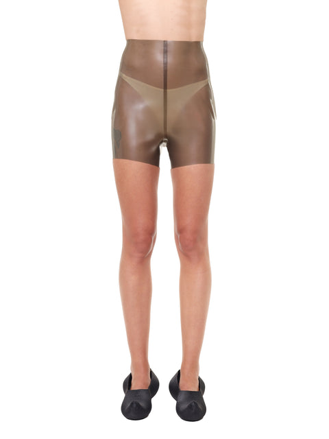 HARRI Grey High Waist Essential Biker Shorts worn by model with black slippers