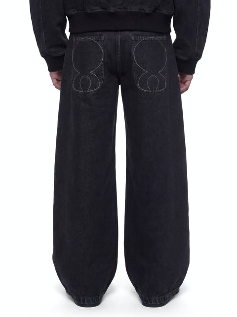 Black Laser Printed Jeans Side View HARRI London