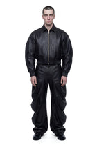 Black Deflated Leather Trousers HARRI London