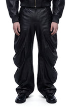 Black Deflated Leather Trousers Back View HARRI London