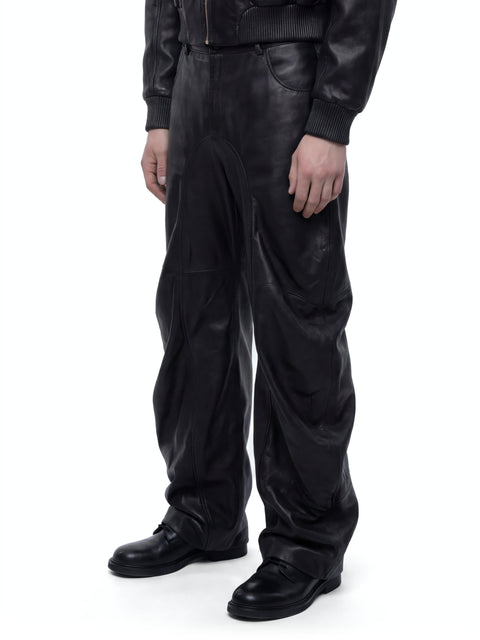 Black Deflated Leather Trousers Look 2 HARRI London