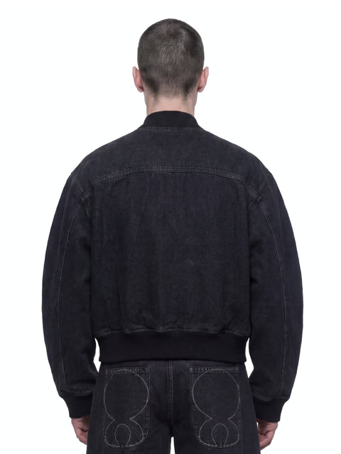 Denim Bomber Jacket Side View HARRI London