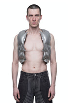 Silver Inflatable Armour Gilet Back View HARRI London