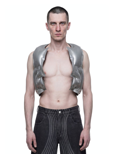 Silver Inflatable Armour Gilet Back View HARRI London