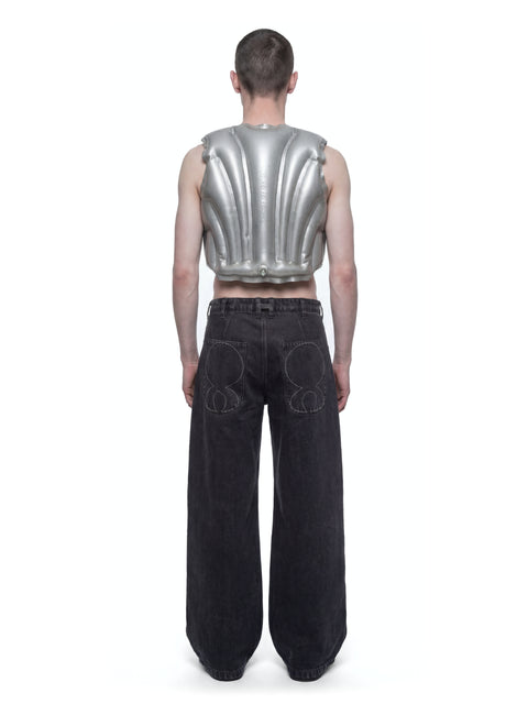 Silver Inflatable Armour Gilet Detail HARRI London