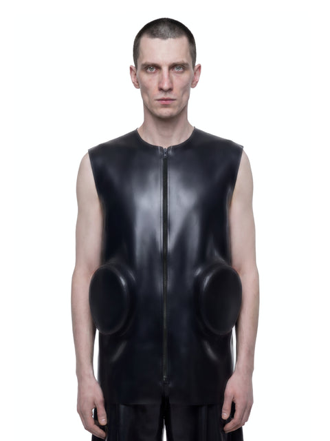 Sleeveless Zip-Up Jacket Back View HARRI London