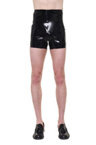Black High Waist Essential Biker Shorts by HARRI worn by a male model with black shoes
