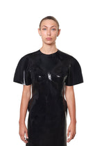 HARRI EXCLUSIVE Black Maxi Evening Dress with Sculpted Bust and unique short sleeve design