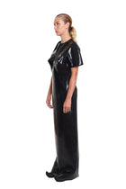 HARRI EXCLUSIVE Black Maxi Evening Dress with Sculpted Bust featuring short sleeves and sleek long silhouette