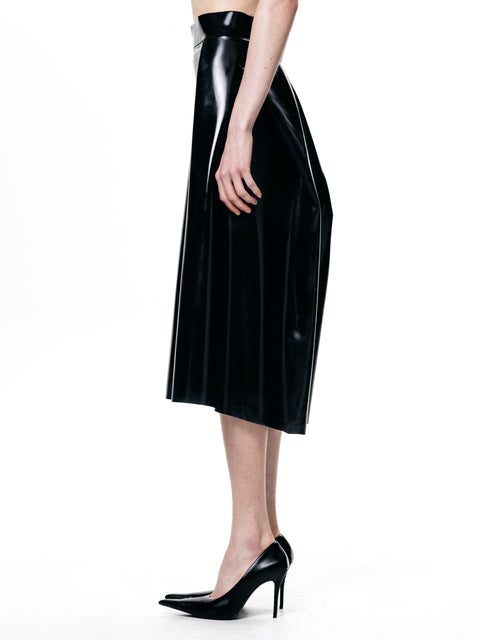 HARRI Black Pleated Skirt with high waist design worn with black high heels