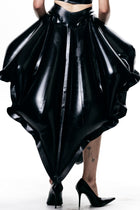Black V-Waisted Inflatable Midi Skirt by HARRI EXCLUSIVE with shiny finish and unique balloon shape
