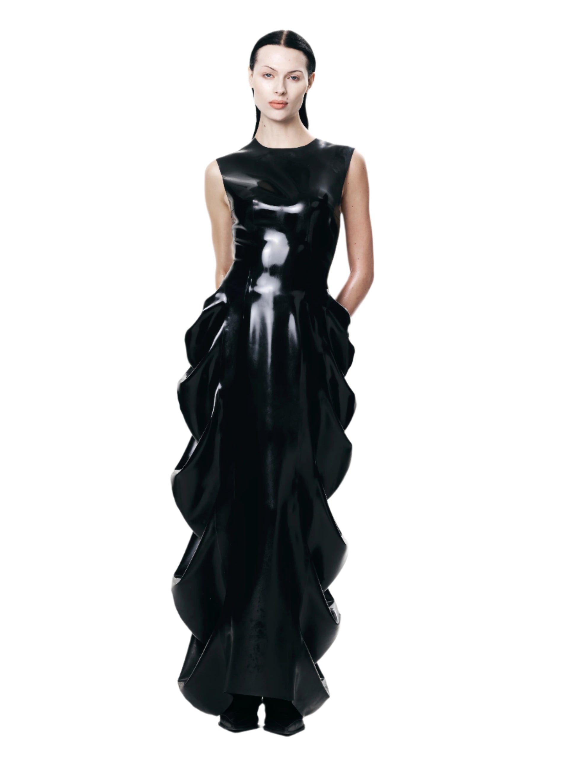 Deflated Latex Dress | Latex Cowl Maxi Dress | HARRI London M Deflated Latex Dress | Latex Cowl Maxi Dress | HARRI London M