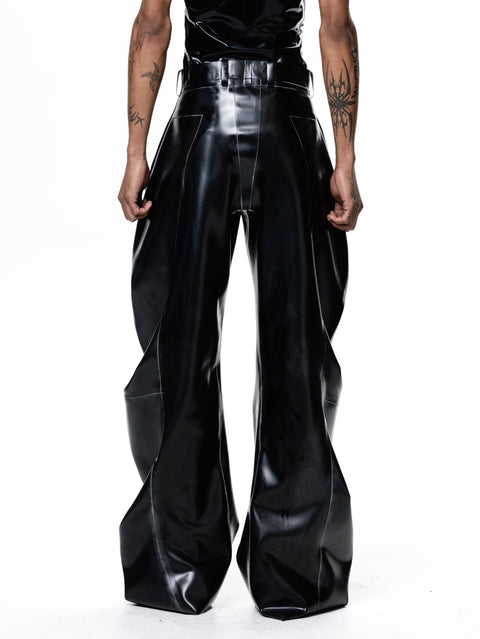 Latex Deflated Trousers - Black