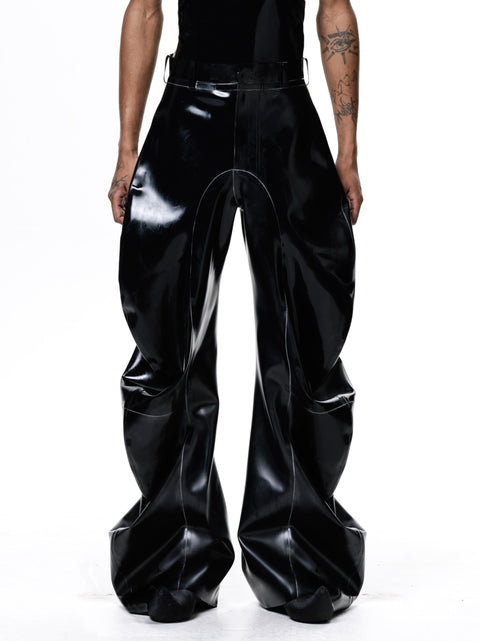 Latex Deflated Trousers - Black