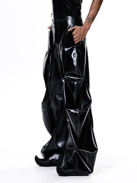 Latex Deflated Trousers - Black