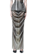 HARRI EXCLUSIVE Grey Draped Maxi Shrimp Skirt with textured fabric and stylish silhouette