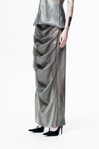 Grey Draped Maxi Shrimp Skirt by HARRI EXCLUSIVE with elegant draped design and sleek fit