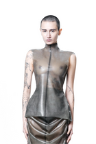 Grey Structured High Neck Sleeveless Top by HARRI with sleek, modern design on model