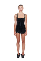 HARRI Little Black Dress with Square Neck in sleek fitted style on model